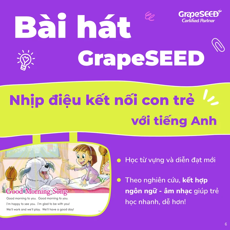 Đồ họa GrapeSEED về bài hát, nhịp điệu và ngôn ngữ dành cho trẻ